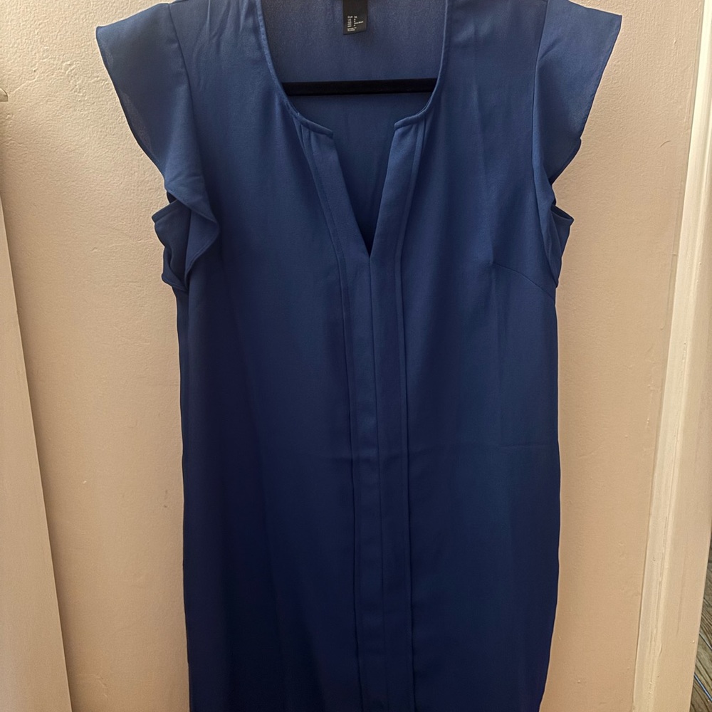H&M Navy Blue Sleeveless V-Neck Shift Dress